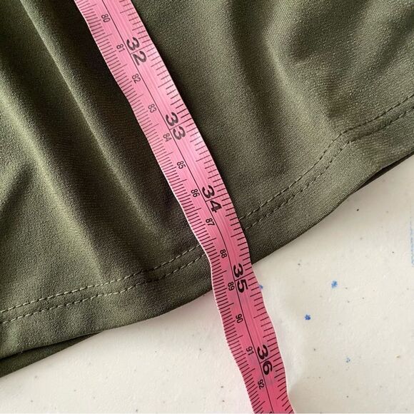 MICHAEL KORS olive green surplice fit & flare shift casual dress size small NEW - Picture 10 of 11